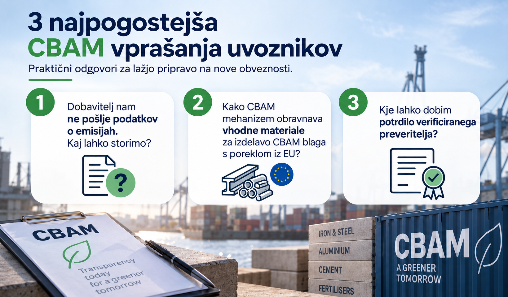 3 najpogostejša CBAM vprašanja uvoznikov